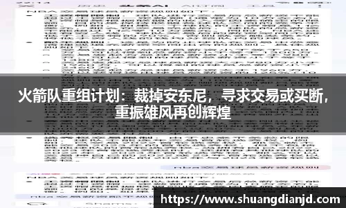 火箭队重组计划：裁掉安东尼，寻求交易或买断，重振雄风再创辉煌
